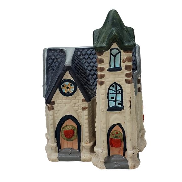 Cobblestone Corners Christmas Village White Church Retired Vintage Ceramic - Picture 1 of 8